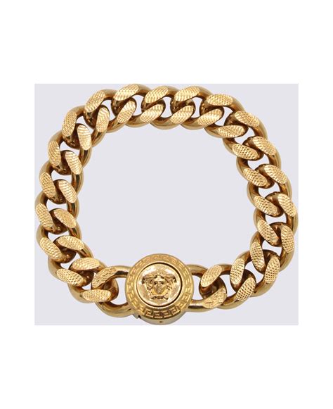 bracelet versace collection or blanc or jaune|Versace goldtone bracelet.